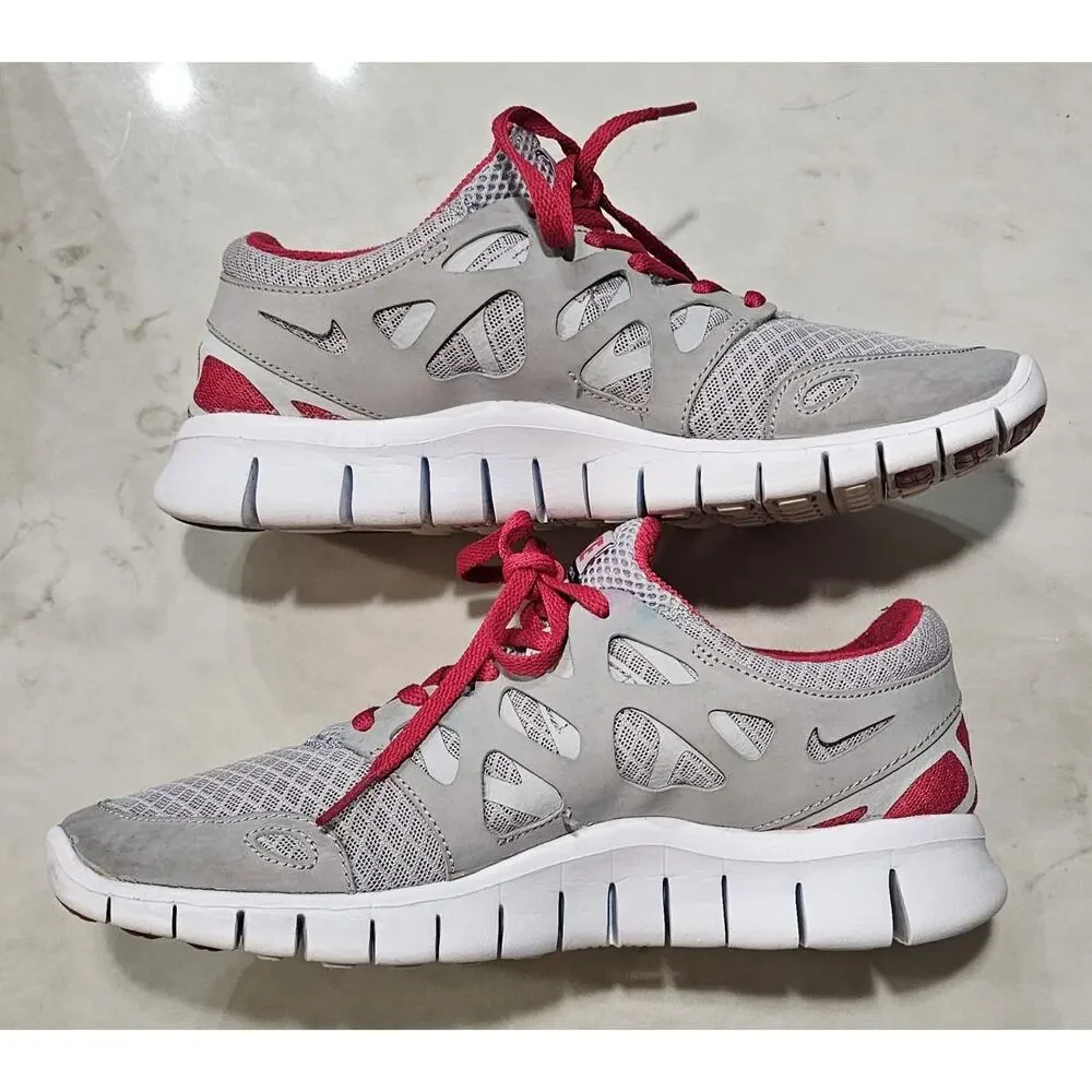 Nike Free Run+ 2 Women's Size 8 Grey Red Running Shoes 443816-026